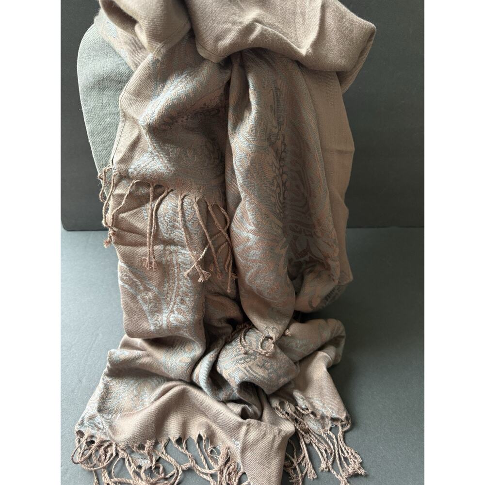 Floral Rectangle Scarf Wrap Multicolor Boho Taupe Festival Artsy Career 27x70